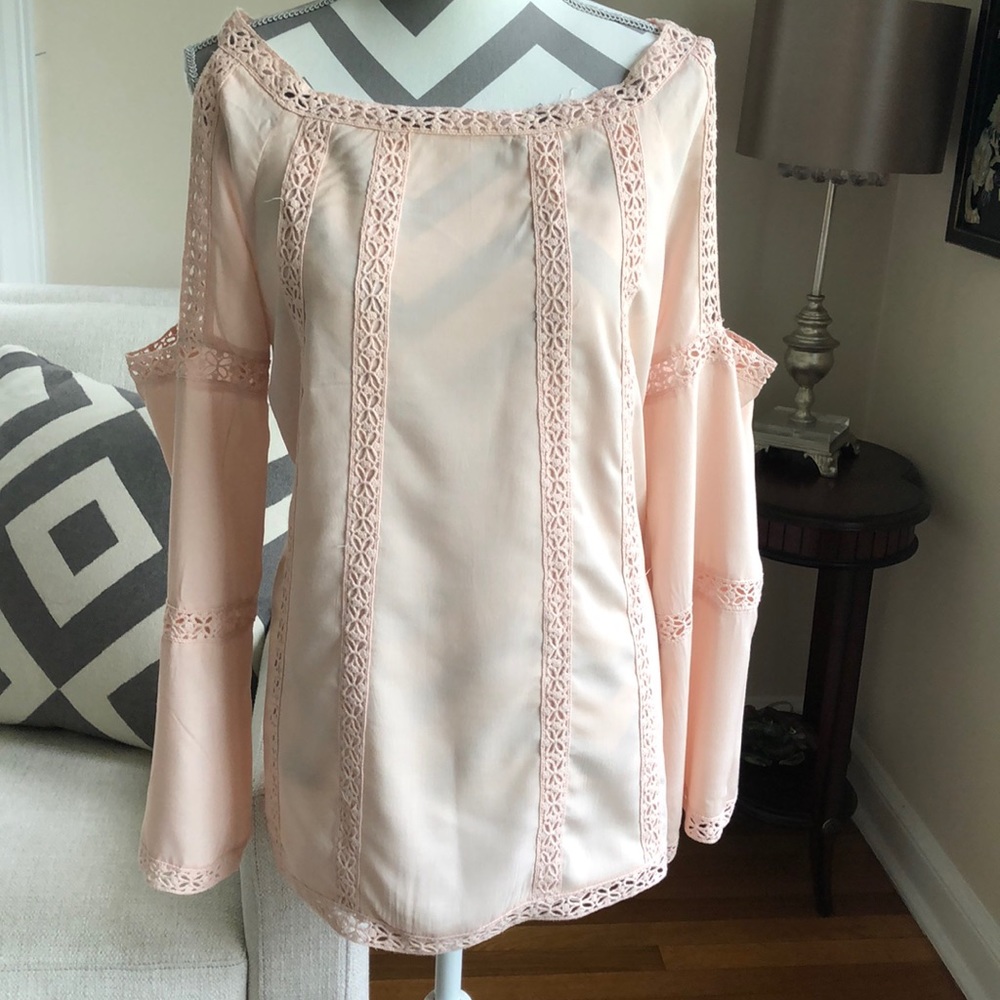 🎉Soft Peach Cold Shoulder Top